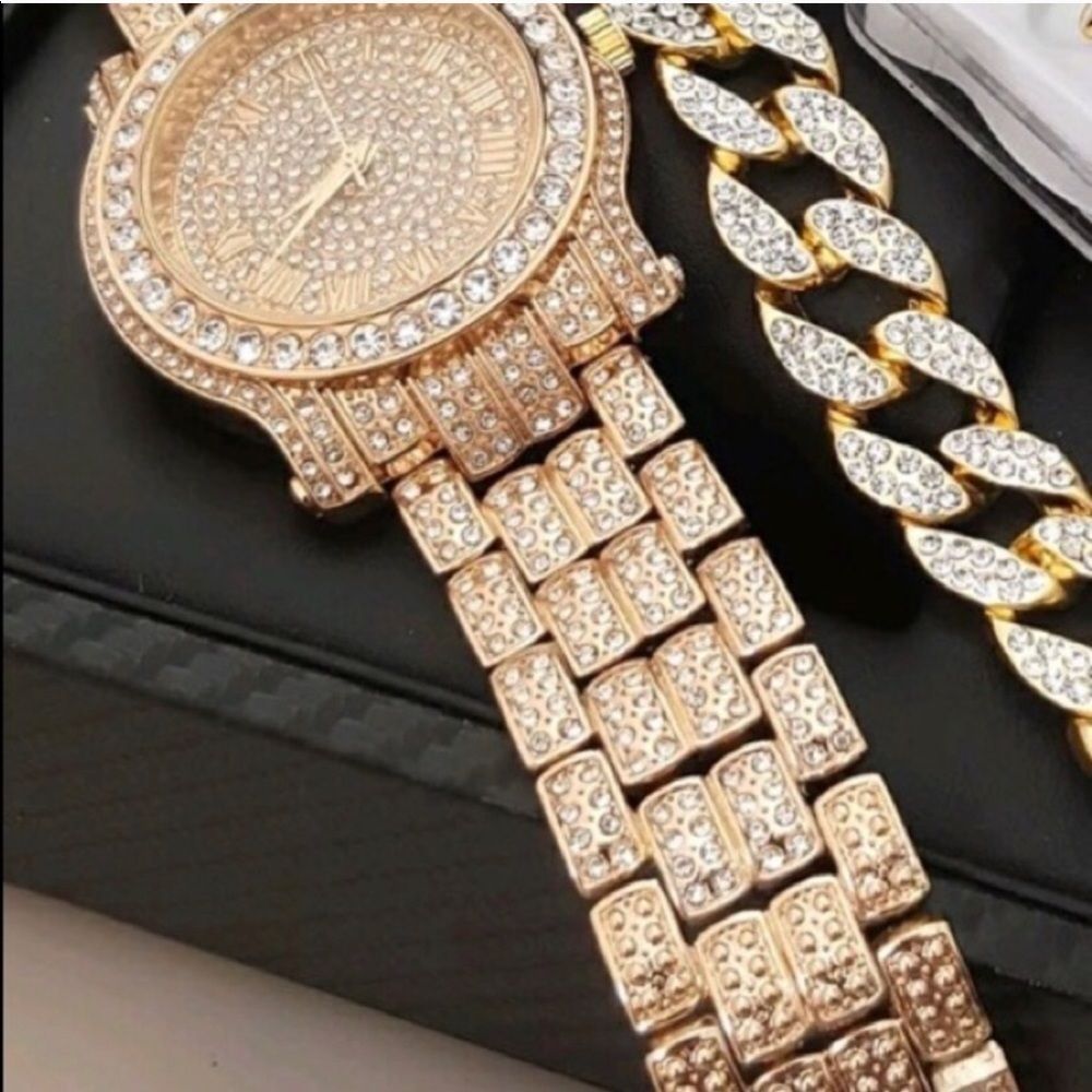 18kt Watch and Bracelet Combo Set